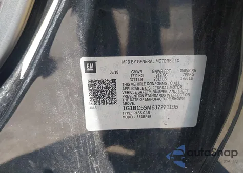 2018 Chevrolet Cruze Ls Auto z USA, uszkodzony, nr VIN 1G1BC5SM6J7221195